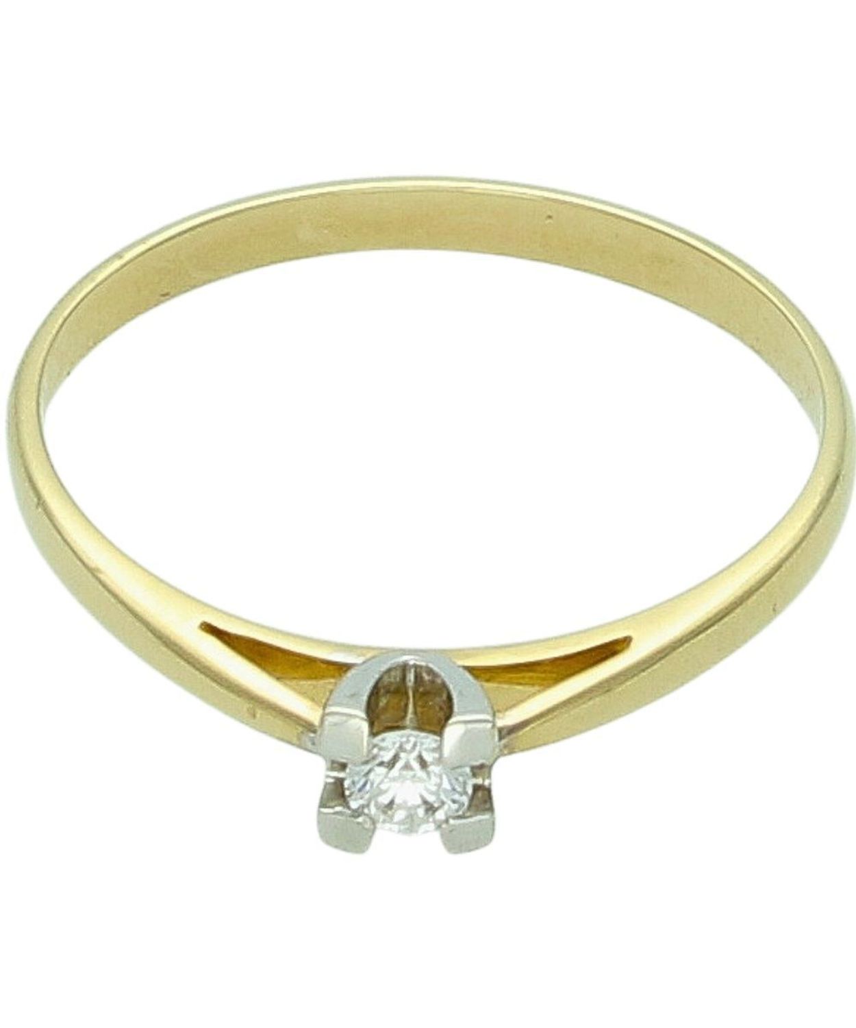 Złoty pierścionek zaręczynowy 585 z brylantem 0,10 ct, rozmiar 17.jpg